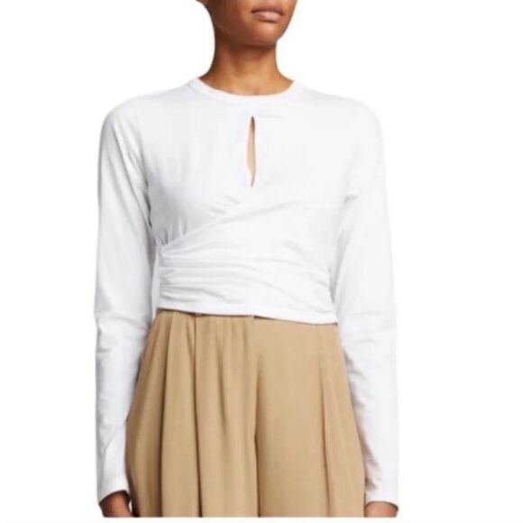 A.L.C. Jordan Faux Wrap Cotton White Long Sleeve Tee Size Small - Picture 3 of 10